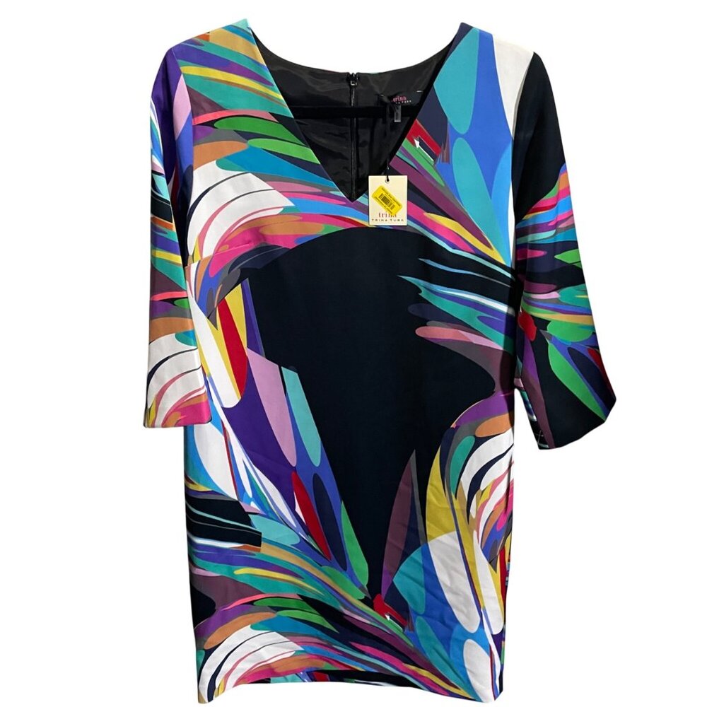 Trina Turk Multicolor Dress Size 4‎ Black Abstract Print Chic